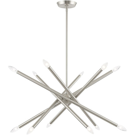 Nickel Six Light Metal Dimmable Chandelier With Shades