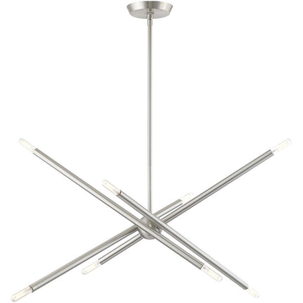 Nickel Eight Light Metal Dimmable Chandelier With Shades
