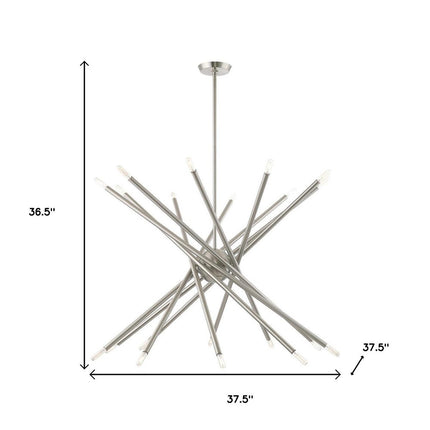 Nickel Multi Light Metal Dimmable Chandelier With Shades