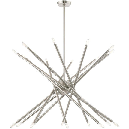 Nickel Multi Light Metal Dimmable Chandelier With Shades