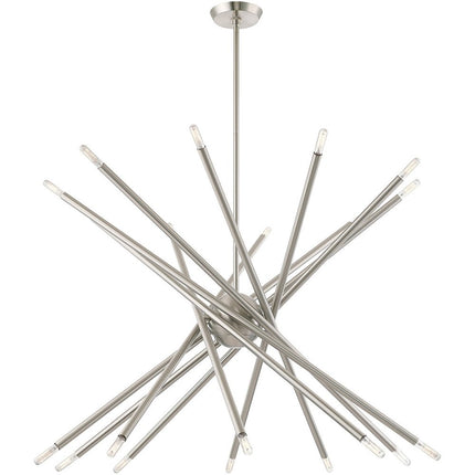 Nickel Multi Light Metal Dimmable Chandelier With Shades
