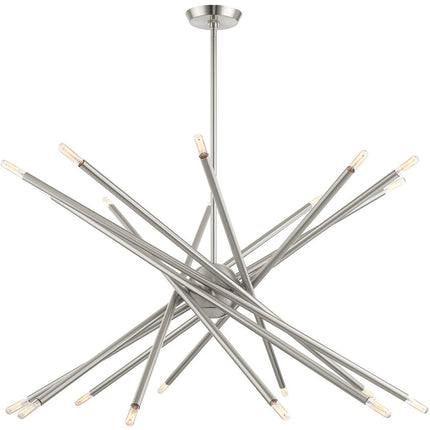 Nickel Multi Light Metal Dimmable Chandelier With Shades
