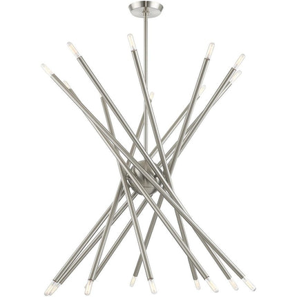 Nickel Multi Light Metal Dimmable Chandelier With Shades