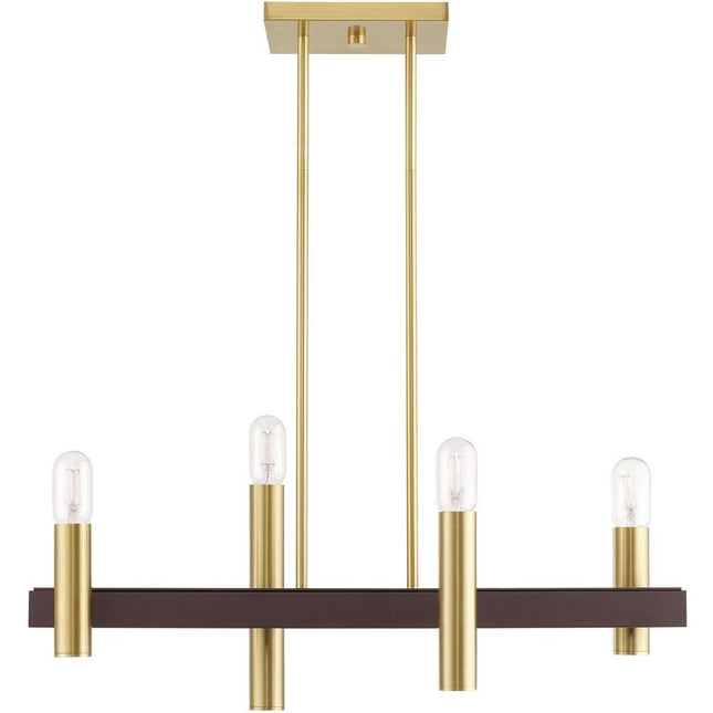 Bronze Four Light Metal Dimmable Chandelier With Shades HomeRoots