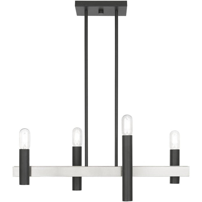 Nickel Four Light Metal Dimmable Chandelier With Shades HomeRoots