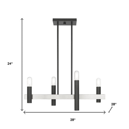 Nickel Four Light Metal Dimmable Chandelier With Shades