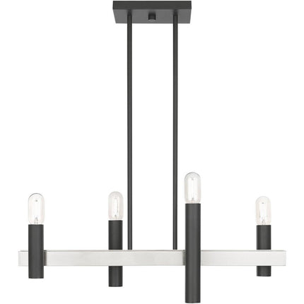 Nickel Four Light Metal Dimmable Chandelier With Shades