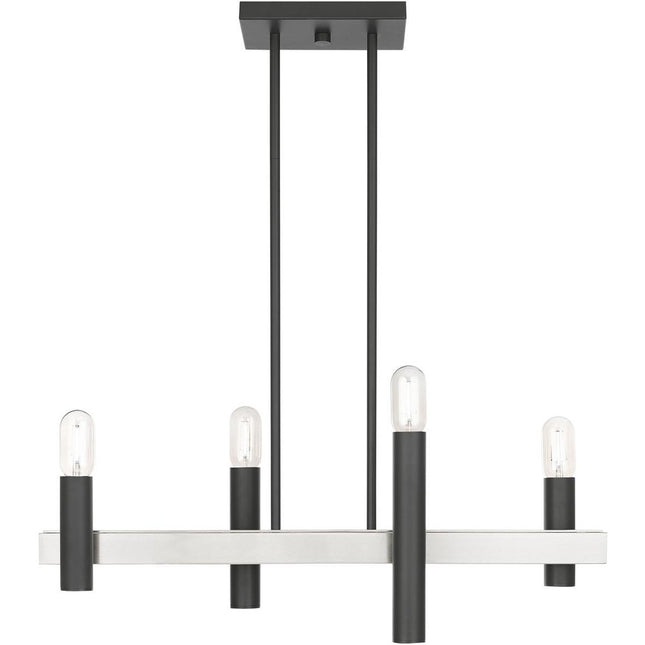 Nickel Four Light Metal Dimmable Chandelier With Shades HomeRoots