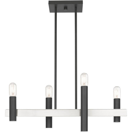 Nickel Four Light Metal Dimmable Chandelier With Shades