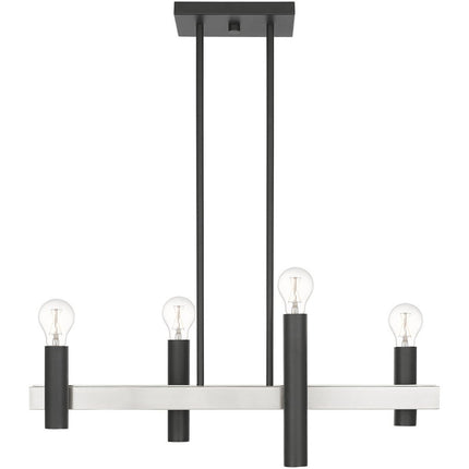 Nickel Four Light Metal Dimmable Chandelier With Shades