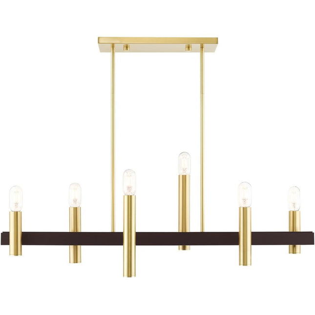 Bronze Six Light Metal Dimmable Chandelier With Shades HomeRoots