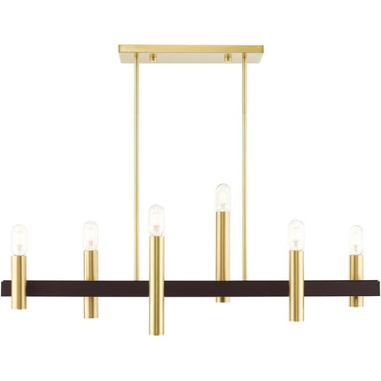 Bronze Six Light Metal Dimmable Chandelier With Shades
