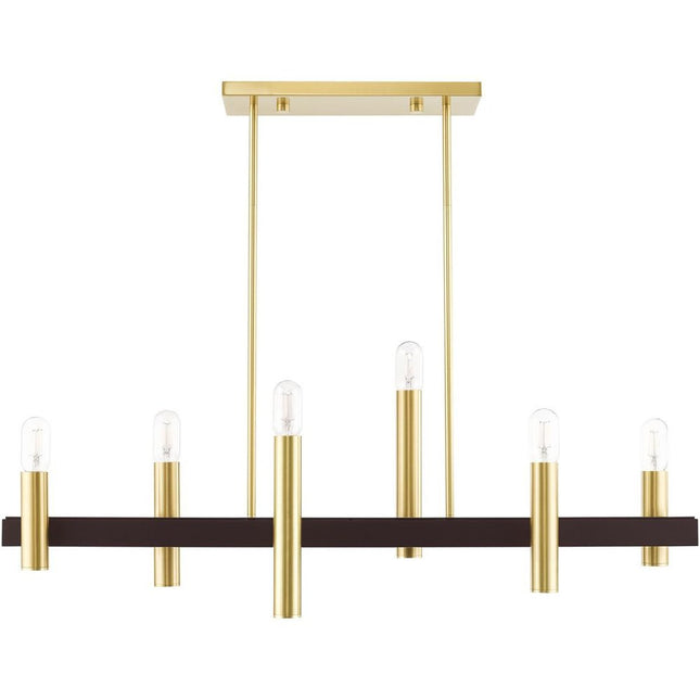 Bronze Six Light Metal Dimmable Chandelier With Shades HomeRoots