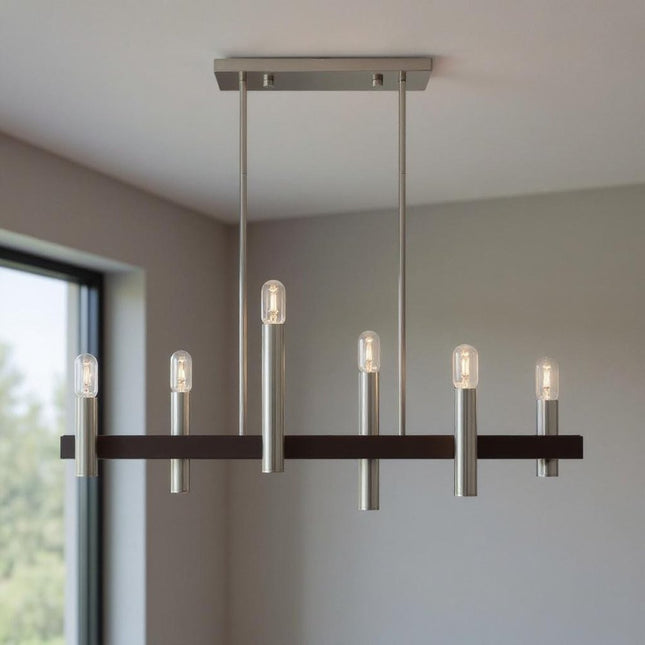 Six Light Dimmable Chandelier With Shades HomeRoots