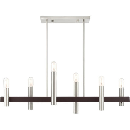 Bronze Six Light Metal Dimmable Chandelier With Shades
