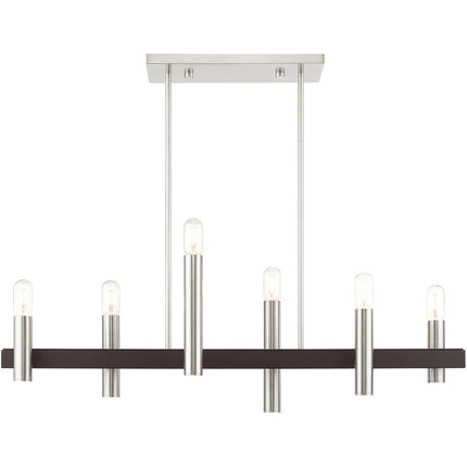 Bronze Six Light Metal Dimmable Chandelier With Shades