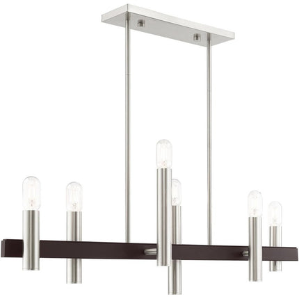 Bronze Six Light Metal Dimmable Chandelier With Shades