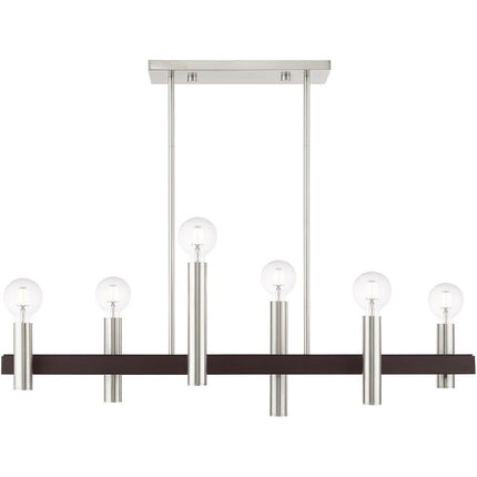 Bronze Six Light Metal Dimmable Chandelier With Shades