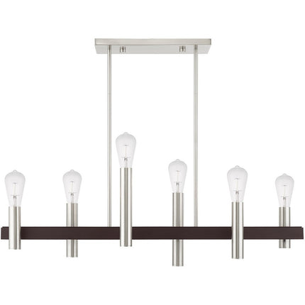 Bronze Six Light Metal Dimmable Chandelier With Shades