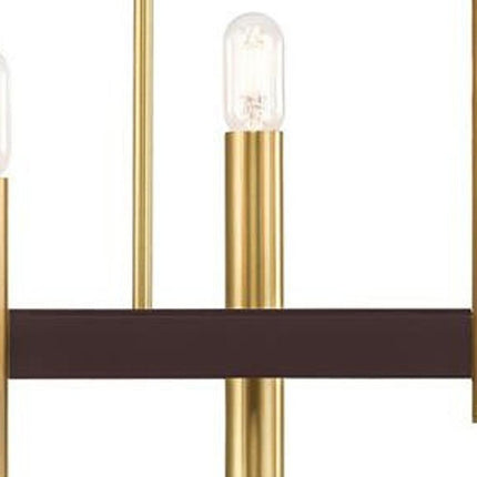 Bronze Eight Light Metal Dimmable Chandelier With Shades