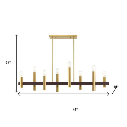 Bronze Eight Light Metal Dimmable Chandelier With Shades