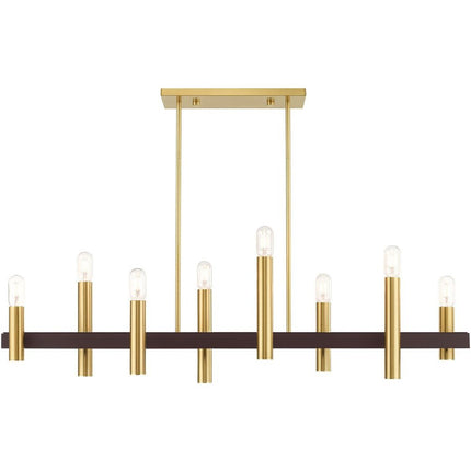 Bronze Eight Light Metal Dimmable Chandelier With Shades
