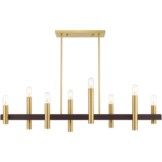 Bronze Eight Light Metal Dimmable Chandelier With Shades HomeRoots