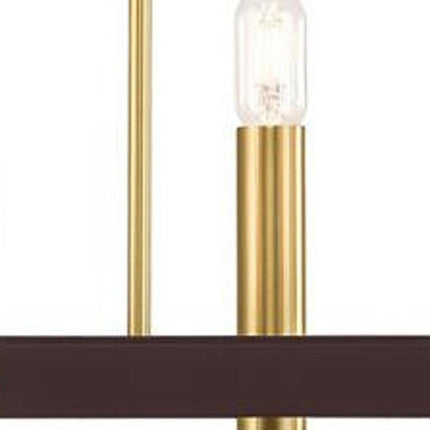 Bronze Eight Light Metal Dimmable Chandelier With Shades