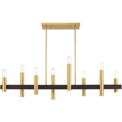 Bronze Eight Light Metal Dimmable Chandelier With Shades