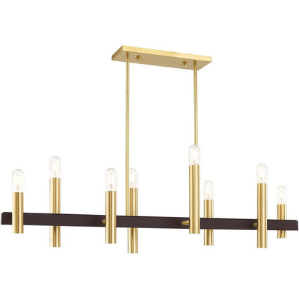Bronze Eight Light Metal Dimmable Chandelier With Shades