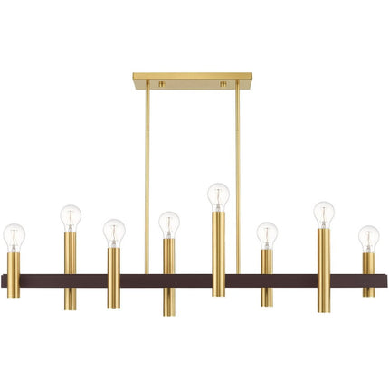 Bronze Eight Light Metal Dimmable Chandelier With Shades