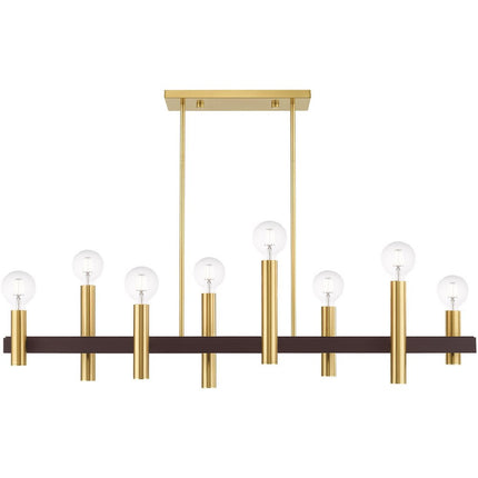 Bronze Eight Light Metal Dimmable Chandelier With Shades