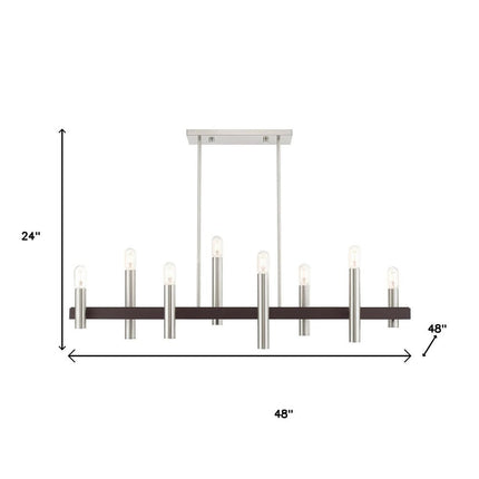 Bronze Eight Light Metal Dimmable Chandelier With Shades