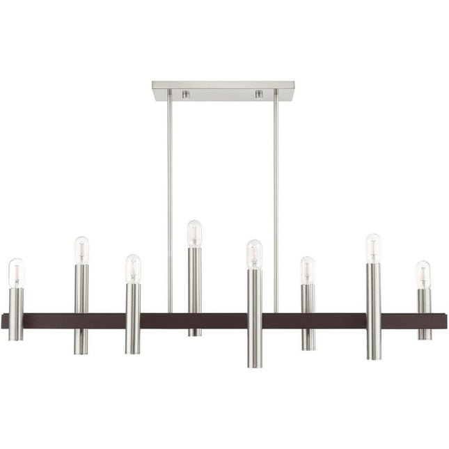 Bronze Eight Light Metal Dimmable Chandelier With Shades HomeRoots