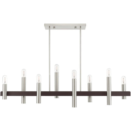 Bronze Eight Light Metal Dimmable Chandelier With Shades
