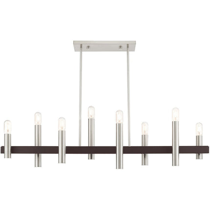 Bronze Eight Light Metal Dimmable Chandelier With Shades