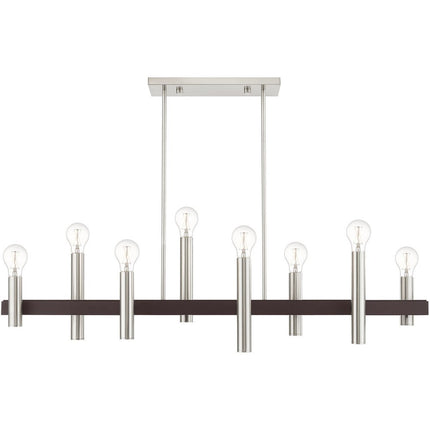 Bronze Eight Light Metal Dimmable Chandelier With Shades