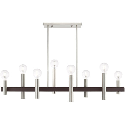 Bronze Eight Light Metal Dimmable Chandelier With Shades