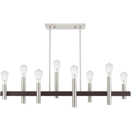 Bronze Eight Light Metal Dimmable Chandelier With Shades