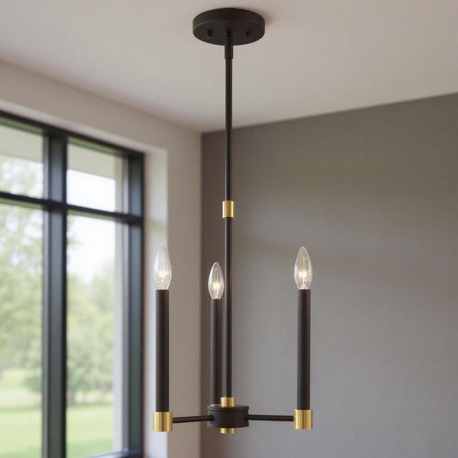 Three Light Dimmable Chandelier With Shades HomeRoots