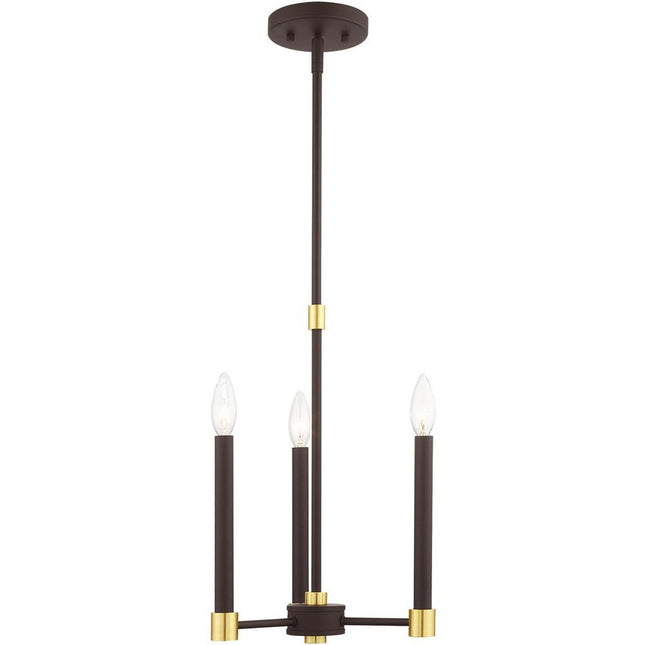Bronze Three Light Metal Dimmable Chandelier With Shades