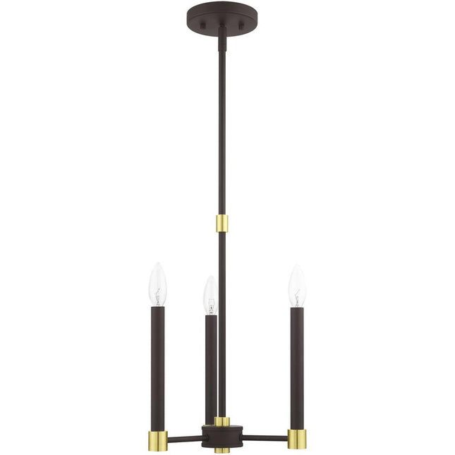 Bronze Three Light Metal Dimmable Chandelier With Shades
