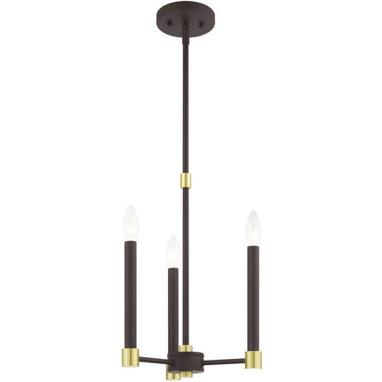 Bronze Three Light Metal Dimmable Chandelier With Shades