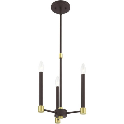 Bronze Three Light Metal Dimmable Chandelier With Shades