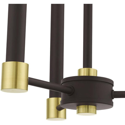 Bronze Three Light Metal Dimmable Chandelier With Shades