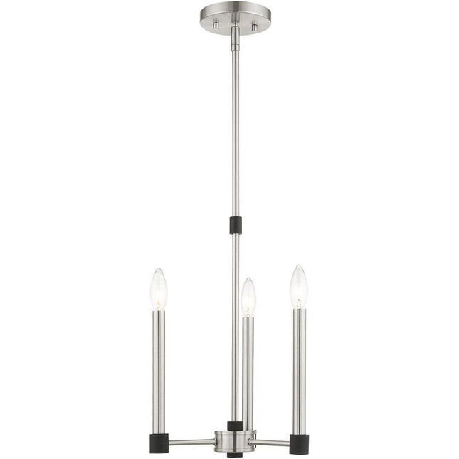 Nickel Three Light Metal Dimmable Chandelier With Shades