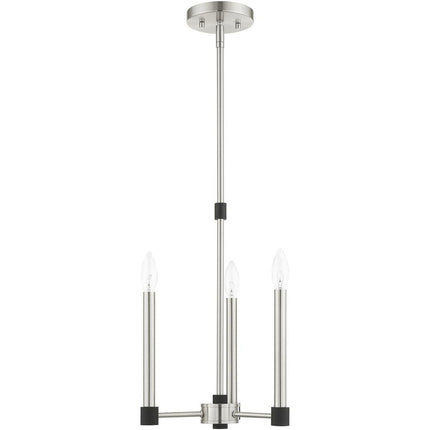 Nickel Three Light Metal Dimmable Chandelier With Shades