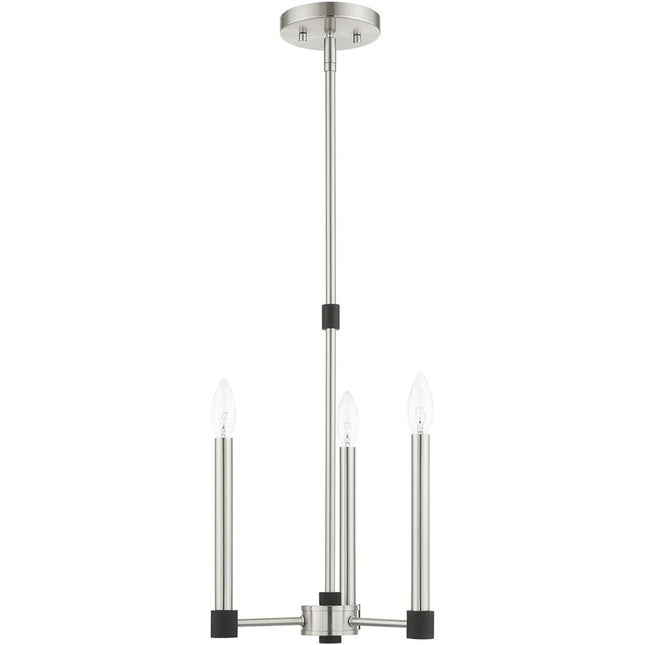 Nickel Three Light Metal Dimmable Chandelier With Shades