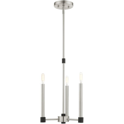Nickel Three Light Metal Dimmable Chandelier With Shades