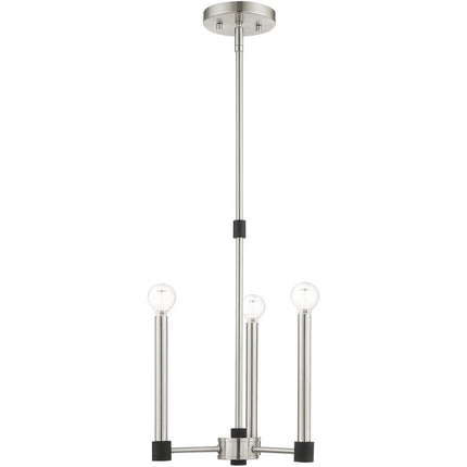 Nickel Three Light Metal Dimmable Chandelier With Shades